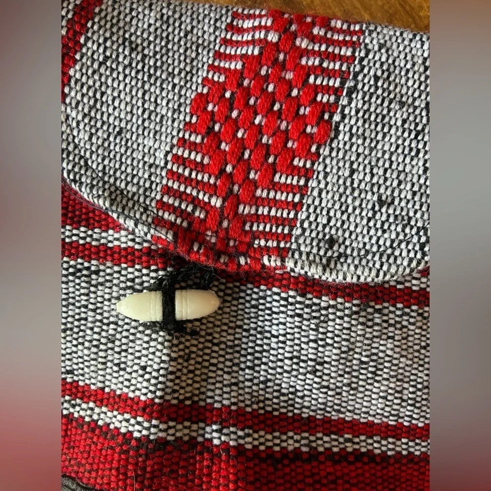 Chicago Blackhawks NHL Striped Burlap Backpack tote 100% cotton